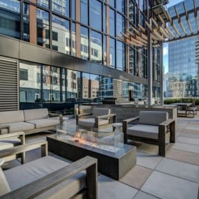 Exterior Lounge at Via Seaport Residences in Boston MA