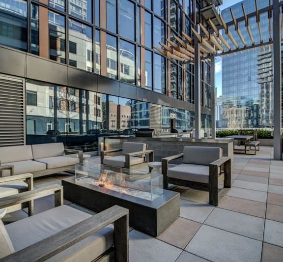 Exterior Lounge at Via Seaport Residences in Boston MA