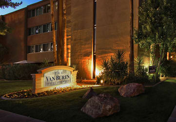 Exterior and signage at Van Buren Apartments in Tucson AZ