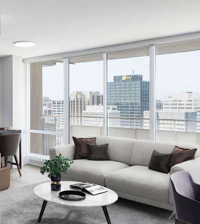 Modern kitchen and dining area