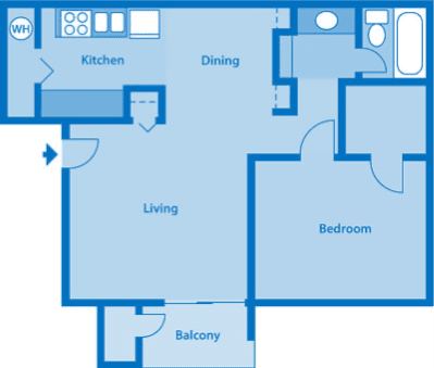 Sycamore Creek 1 Bedroom Floor Plan 700 Sq. Ft.