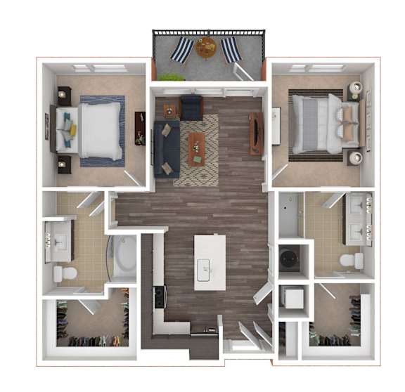 A floor plan of a small apartment with a kitchen, living room, and bathroom.