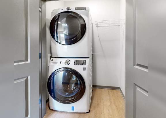 Washer and dryer available in unit in the Bliss floor plan at Haven at Uptown in Lincoln, NE