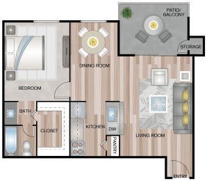 A2 | 1 Bed / 1 Bath | 762 Sq Ft at The Keller, San Antonio, TX 78230