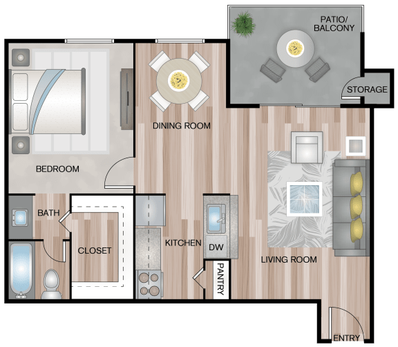 A2 | 1 Bed / 1 Bath | 762 Sq Ft at The Keller, San Antonio, TX 78230