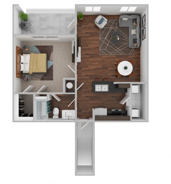 a stylized floor plan with a bedroom and a living room at Century HomePlace, Alabama, 36066