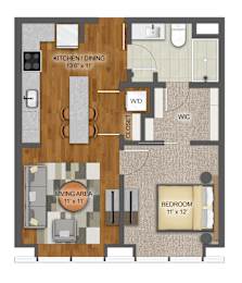 1Bd 1Bth H Floor Plan at Stella St. Paul Apartments, St. Paul, MN, 55102