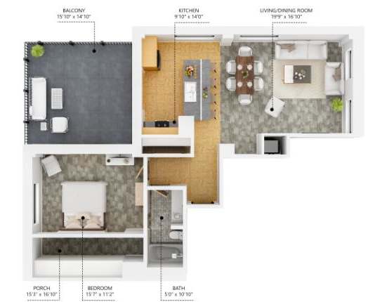 A9 1Bed 1Bath A9 1Bed 1Bath at The Des Moines Building Apartments, Des Moines, IA, 50309