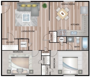 B1 | 2 Bed / 1 Bath | 789 Sq Ft  at Sunset Heights, Texas, 78209
