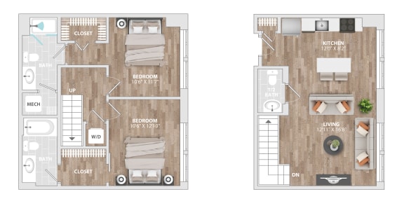 Floor Plan  2DU-B2 Floor Plan at Allied Harbor Point, Baltimore