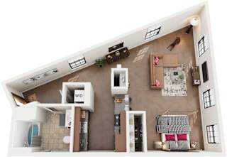Studio 1 Bath Floor Plan | 616 Sq. Ft. at Mayton Transfer Lofts in Petersburg, VA 23803