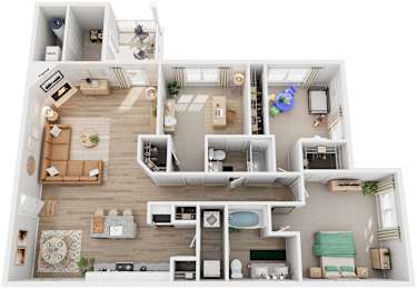 3 Bed 2 Bath Floor Plan | 1,447 Sq. Ft.  at SomerHill Farms Apartments, VA 20155