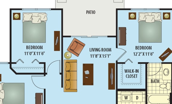 Floor Plan  3 Bedroom with Patio