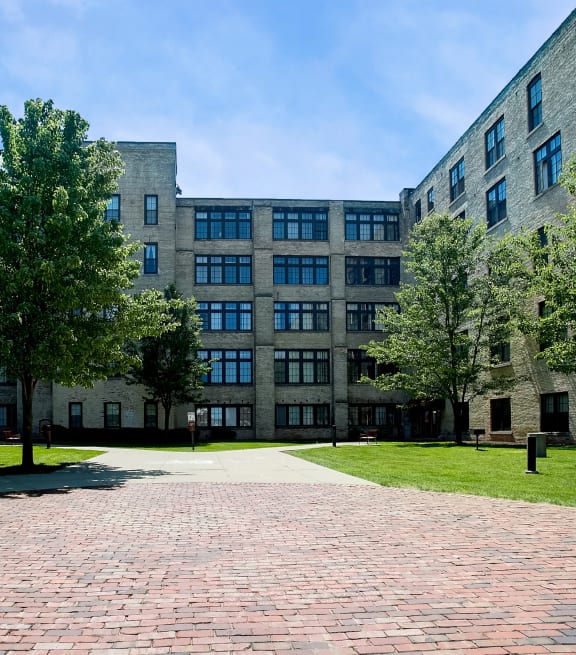 brick path and building