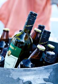 Metal Bucket with Beers and Wine