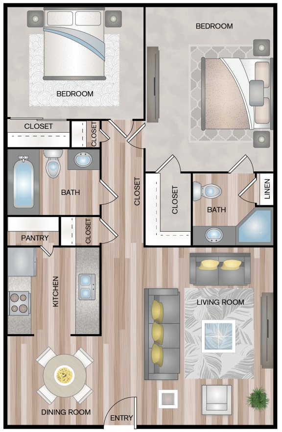 B2 | 2 Bed / 2 Bath | 960 Sq Ft at The Jackson, Texas, 78230