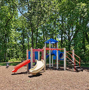 a playground with slides in a park at The Courtyards of Chanticleer, Virginia Beach, VA
