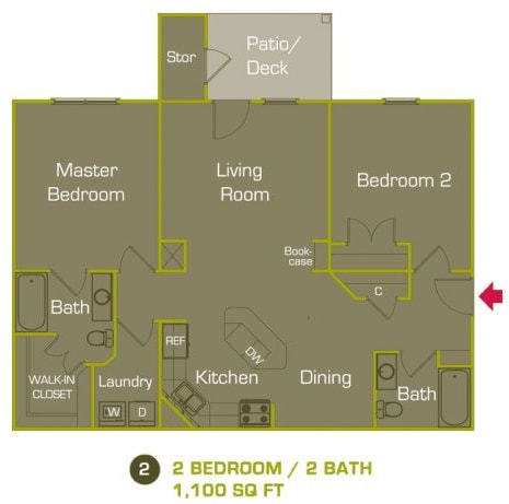 a floor plan of a 1 bedroom apartment