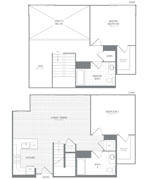 Harrison - 2 Bedroom 2 Bath Floor Plan Layout - 1416 Square Feet at Venue, San Francisco, CA
