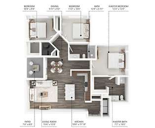 3 bed 2 bath B at Stonegate Crossing Apartments, IOWA, 50325