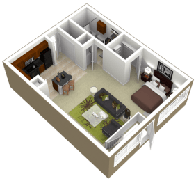 3000Sage - The Yorktown - 1 Bedroom 1Bath - 3D