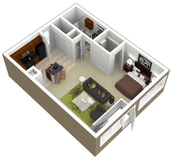 3000Sage - The Yorktown - 1 Bedroom 1Bath - 3D