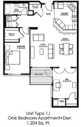 1 Bedroom Floor Plan at The Landings at Silver Lake Village, St. Anthony Minnesota