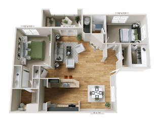 2 Bedroom 2.5 Bath Floor Plan at Crestline Cary, North Carolina, 27511