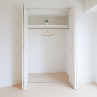 Large closet with open doors