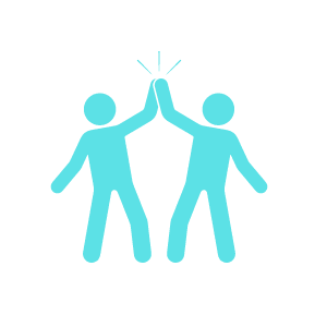 a logo that looks like two people holding hands