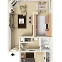 A2 - 1 bedroom 1 bath Floor Plan at Aviare Place, Midland, 79705