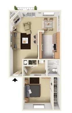 A2 - 1 bedroom 1 bath Floor Plan at Aviare Place, Midland, 79705