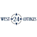 A logo for West 24 Cottages with a circular arrow design.