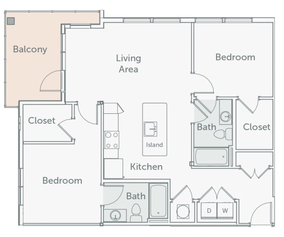 Element 29 - B2 - 2bed-2bath - 2D floor plan