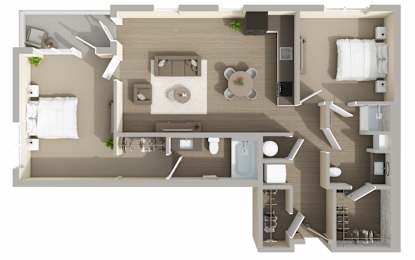 B1 Floor Plan at Harbor Side at Conwood Flats Apartments in Uptown Memphis, TN