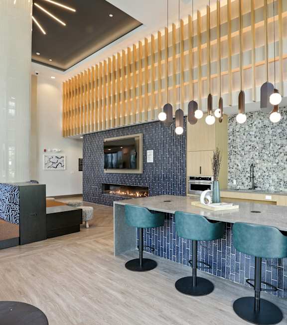 Social lounge kitchen at Station 316 Woburn MA