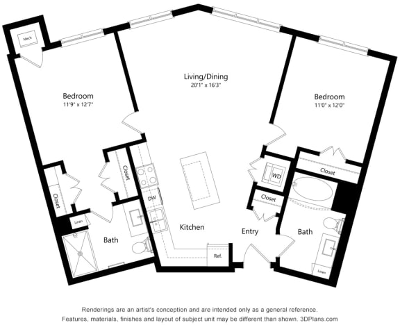 Brighton Oaks_2 Bedroom Floor Plan_2E