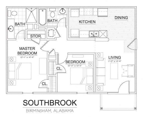 Floor Plan  Southbrook Apartment Homes Forestdale Birmingham AL Floor Plan 35214