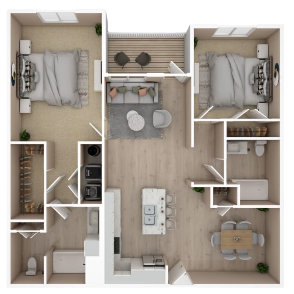 Floor Plan  2 Bed 2 Bath Floor Plan | 1,125 Sq. Ft.  at The Met Apartment Homes, Mississippi