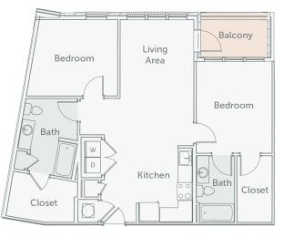 Element 29 - B3 - 2bed-2bath - 2D floor plan