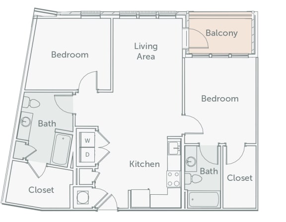 Element 29 - B3 - 2bed-2bath - 2D floor plan