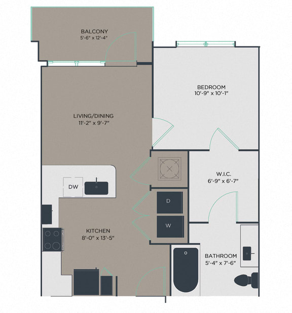 P2-A3-A 1 bedroom 1 bathroom Floor Plan at Link Apartments&#xAE; Mixson, North Charleston, SC