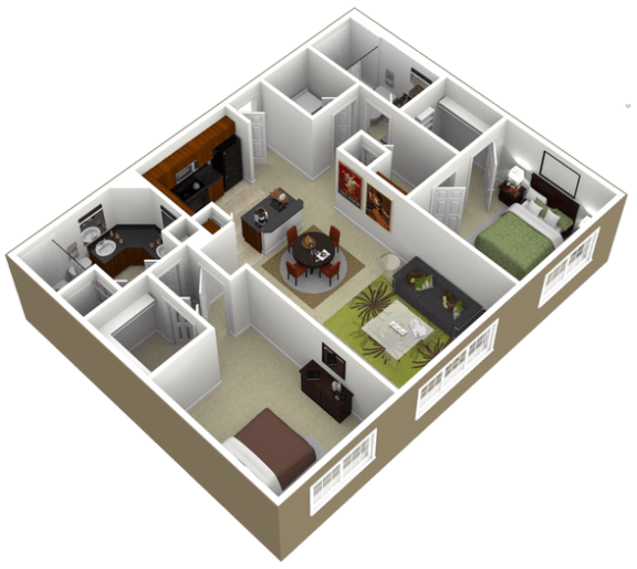 3000Sage - The Hildago - 2 Bedroom 2 Bath - 3D