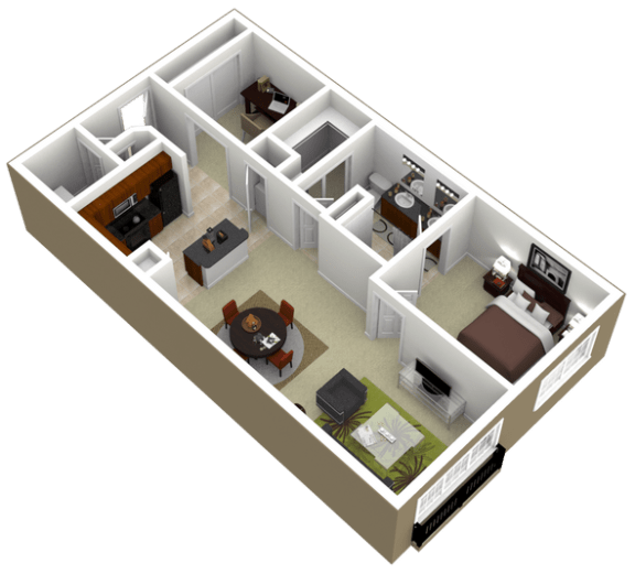 3000Sage - The Woodway - 1 Bedroom 1Bath - 3D