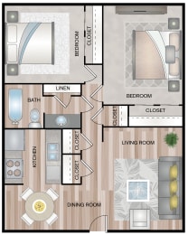 B1 | 2 Bed / 1 Bath | 870 Sq Ft at The Jackson, Texas