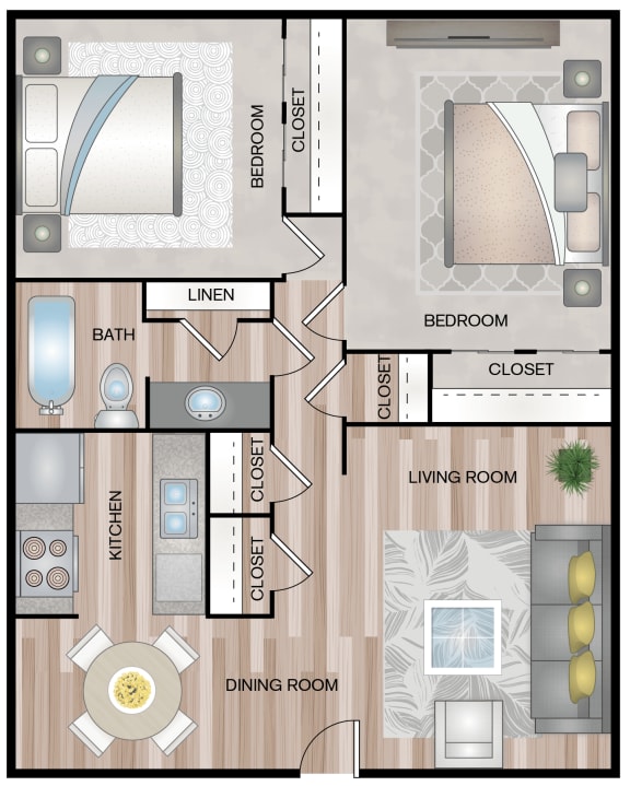 B1 | 2 Bed / 1 Bath | 870 Sq Ft at The Jackson, Texas