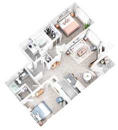 Large 2Bedrooms Floor Plan at Sand Creek Woods Apartments, Fishers