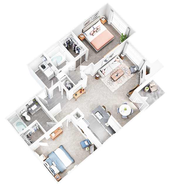 Large 2Bedrooms Floor Plan at Sand Creek Woods Apartments, Fishers