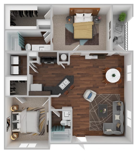 a stylized floor plan with a bedroom and living room at Century HomePlace, Alabama