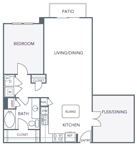 AVANT on Market Center - B1- 1 bedroom 1 den and 1 bath - 3D